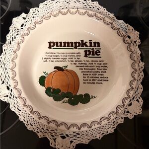 Pumpkin Pie Recipe Ceramic Plate